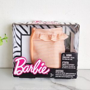 🧡Barbie Mattel Orange White Striped Skirt Fashion Outfit Clothing NIP/NRFB 2017